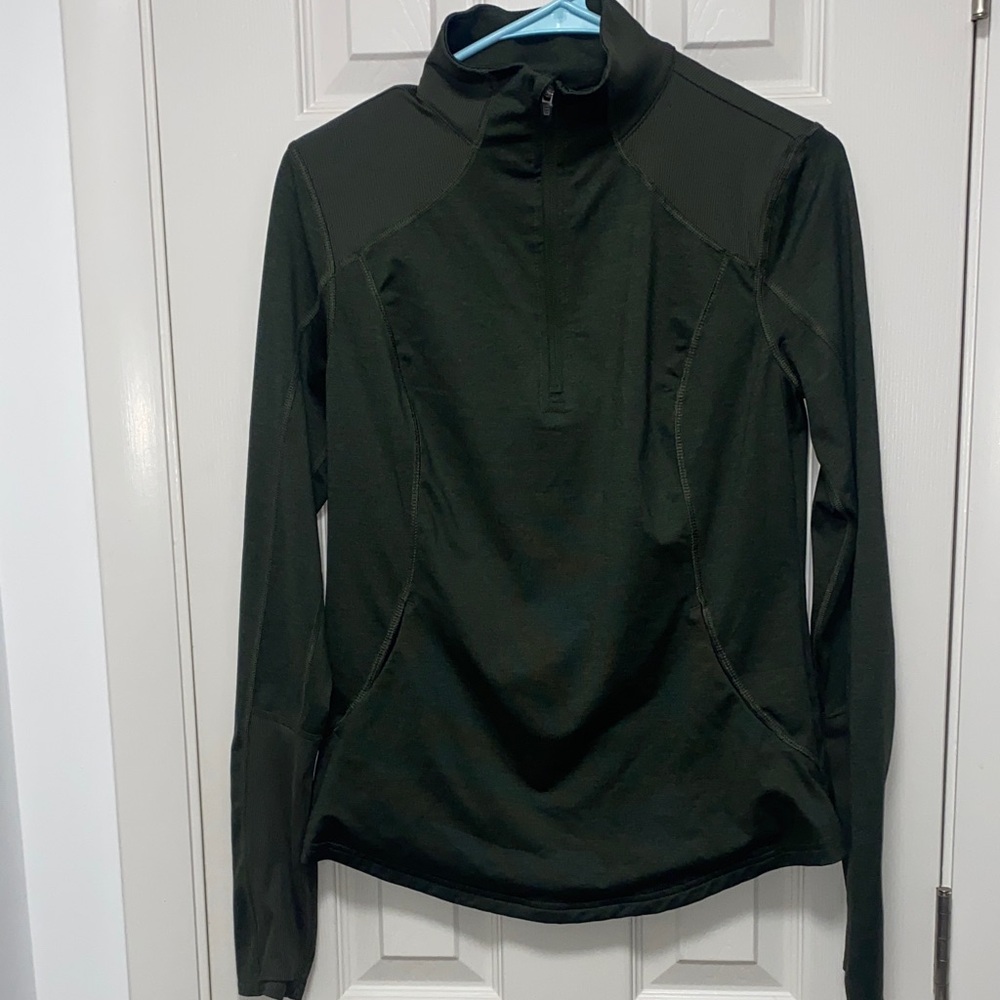 tek gear Women's Olive Green Quarter-Zip Long Sleeve Top